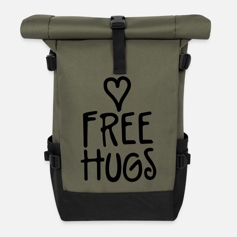 free hugs - Roll Top Backpack - olive/black