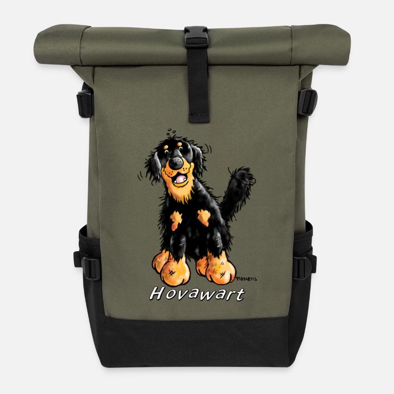 Fröhlicher Hovawart - Rolltop Rucksack - Olive/Schwarz