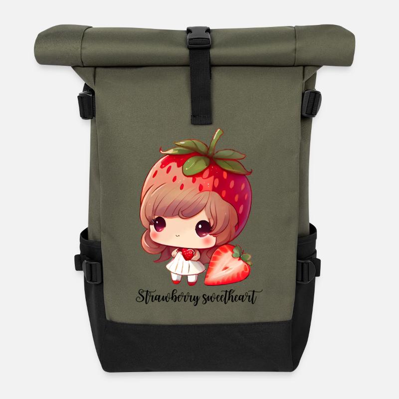Strawbeery Sweetheart - Rolltop Rucksack - Olive/Schwarz