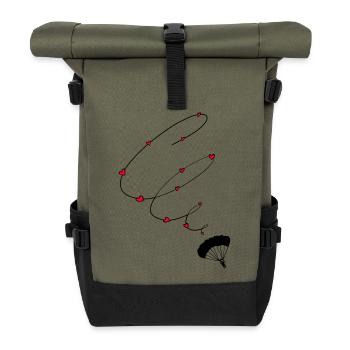Fallschirmspringer Liebe zum Fallschirmspringen - Rolltop Rucksack - Olive/Schwarz - Vorne