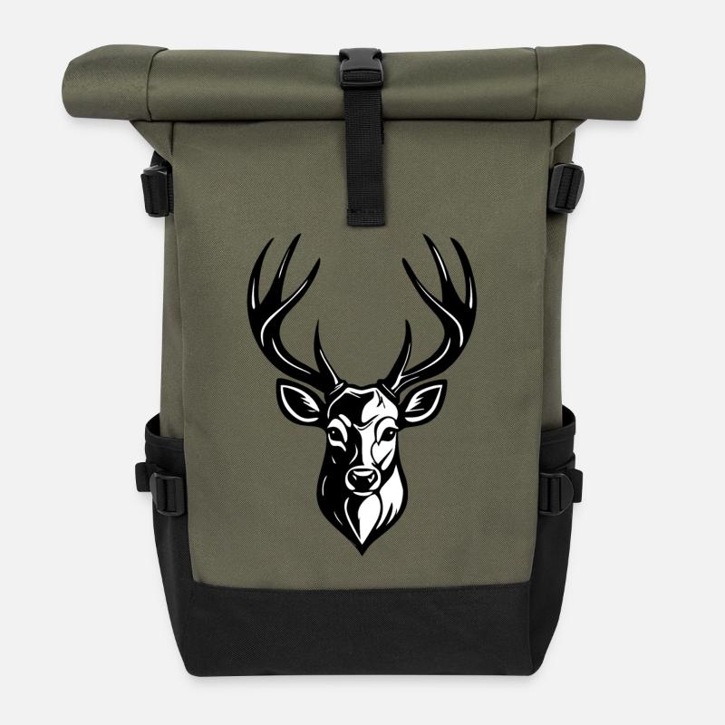TÊTE DE CERF - Sac à dos roll top - olive/noir