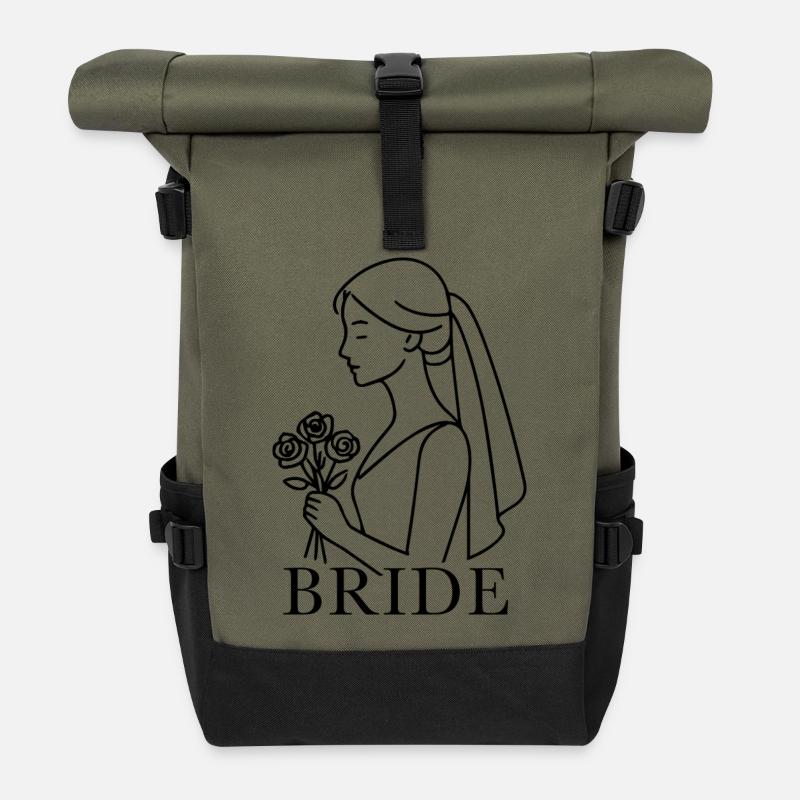 Illustration Bride - Roll Top Backpack - olive/black