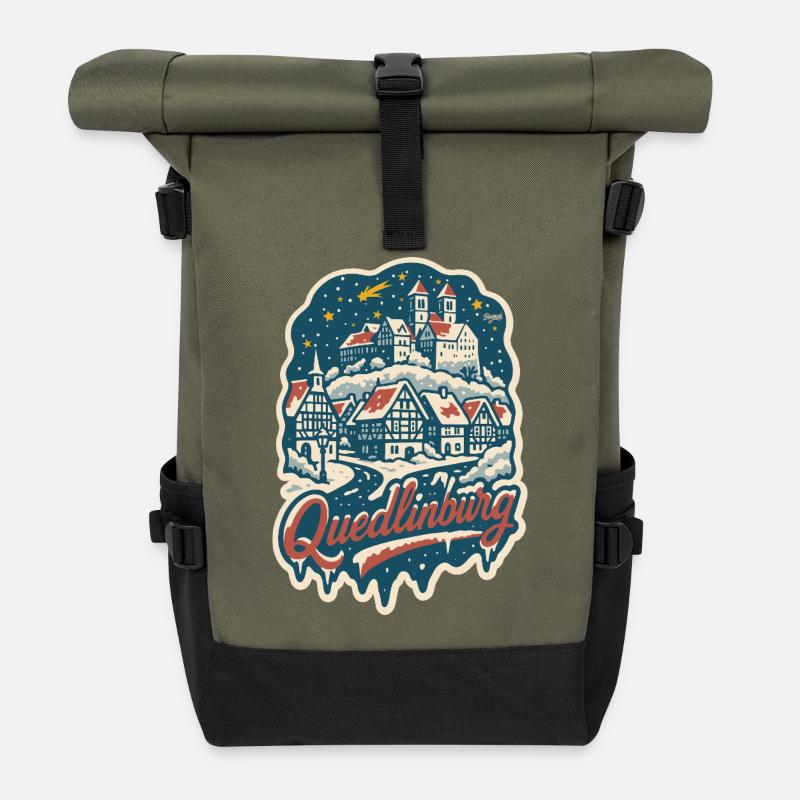 Quedlinburg Winter Magic - Roll Top Backpack - olive/black