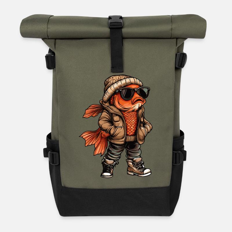 Goldfisch Cool Winter - Rolltop Rucksack - Olive/Schwarz