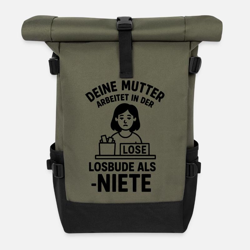 losbude deine mutter witz - Rolltop Rucksack - Olive/Schwarz