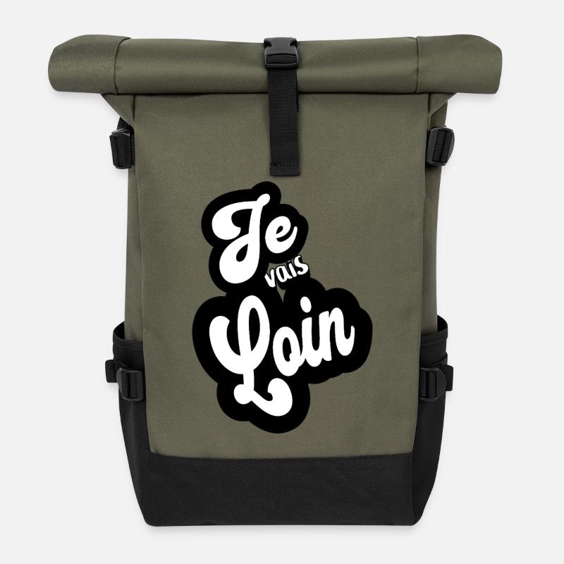 Je vais loin - Sac à dos roll top - olive/noir