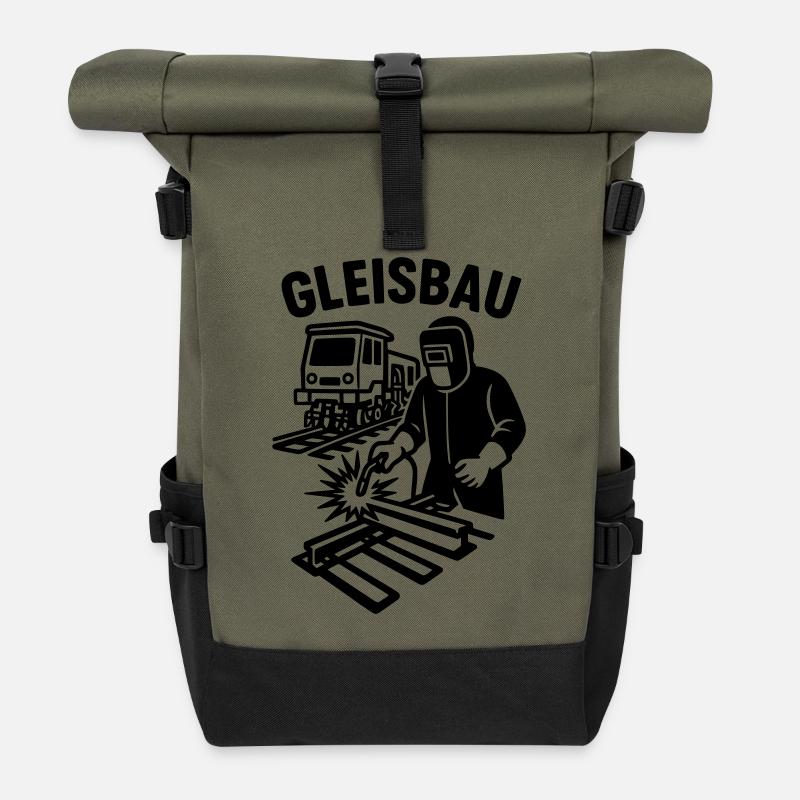 gleisbau beruf - Rolltop Rucksack - Olive/Schwarz