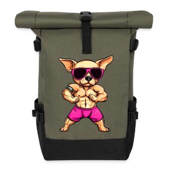 Fitness Chihuahua - Roll Top Backpack - olive/black - Front
