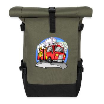 Fire brigade fire engine - Roll Top Backpack - olive/black - Front