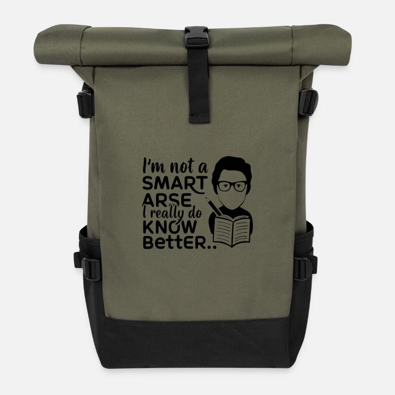 Ich bin kein Klugscheißer, weiß es wirklich besser - Rolltop Rucksack - Olive/Schwarz