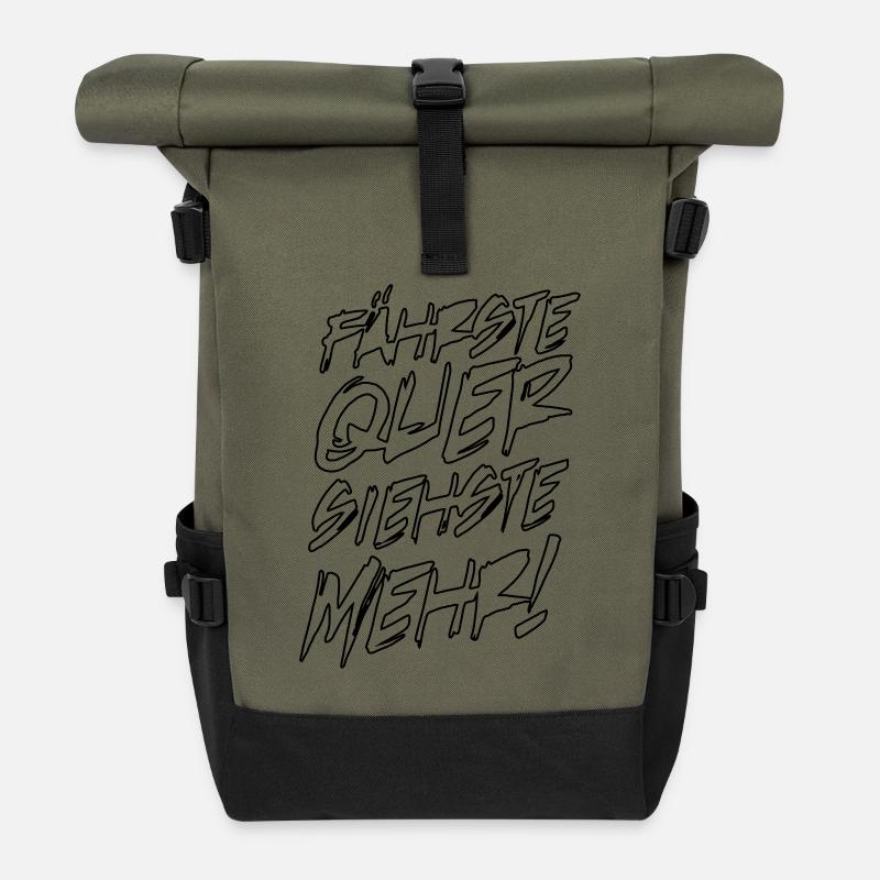 quer siehst du mehr - Rolltop Rucksack - Olive/Schwarz