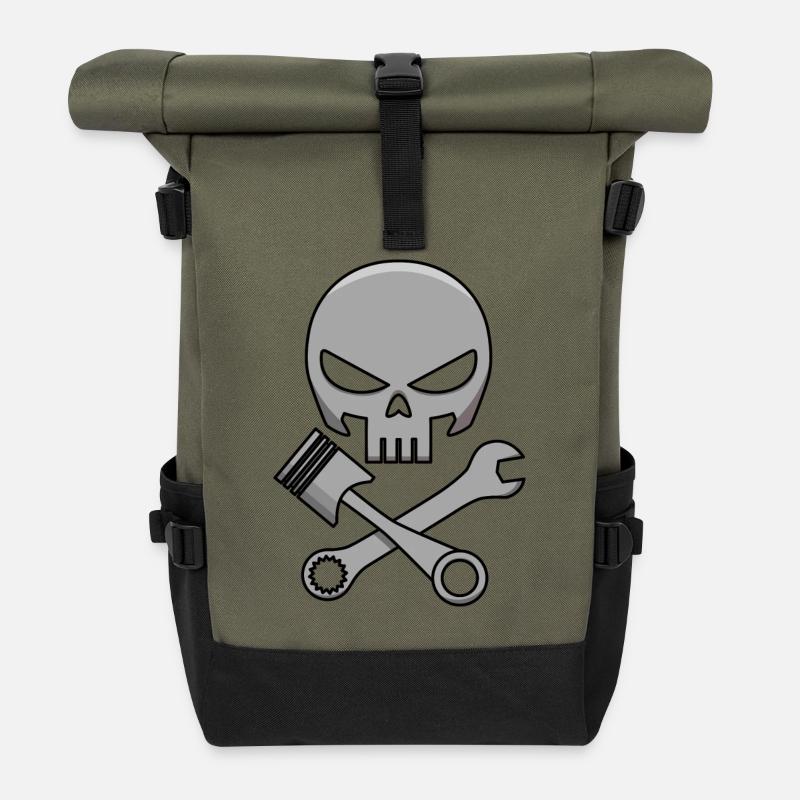 Motor Death - Rolltop Rucksack - Olive/Schwarz