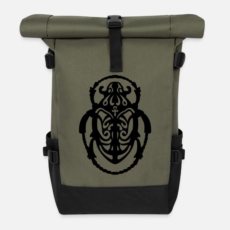 Scarab Beetle - Roll Top Backpack - olive/black