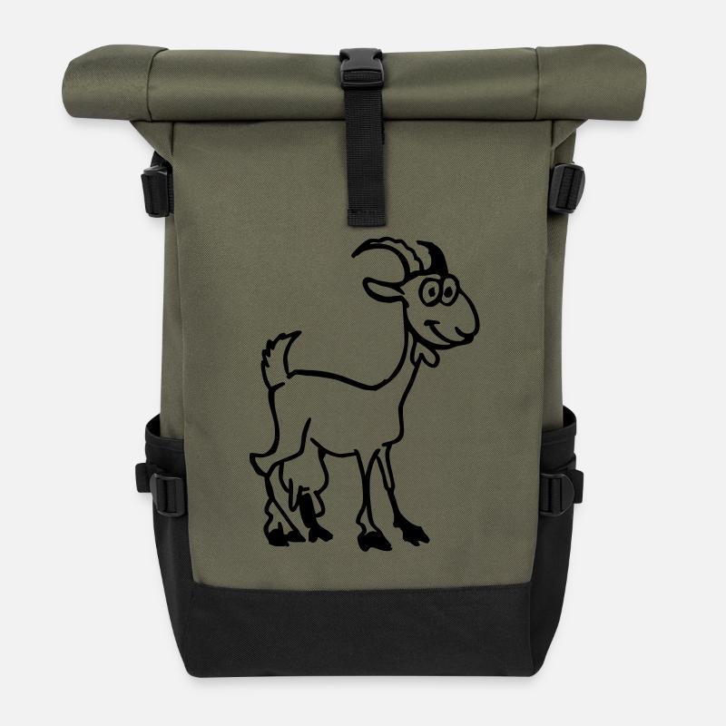 Chèvre - Sac à dos roll top - olive/noir