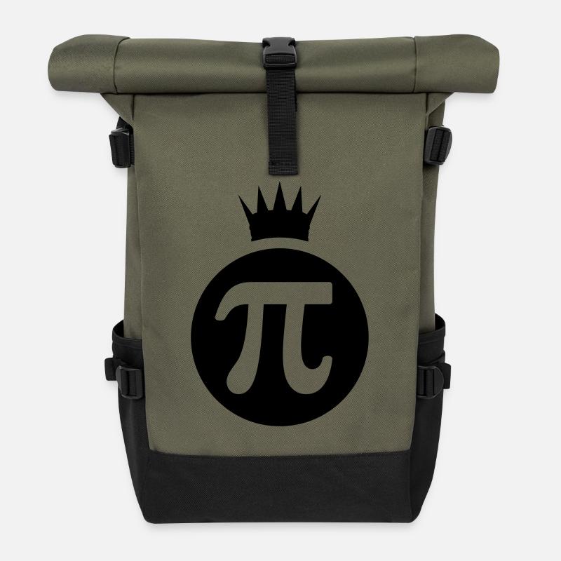 Pi king / Pi König (1c) - Rolltop Rucksack - Olive/Schwarz