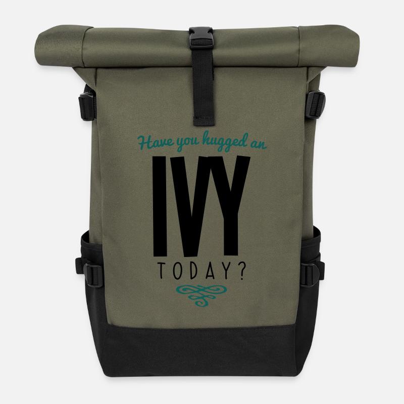 have you hugged an ivy name today - Roll Top Backpack - olive/black