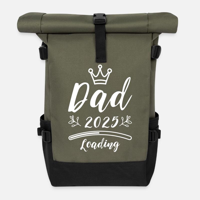 Dad 2025 Papa Loading - Rolltop Rucksack - Olive/Schwarz
