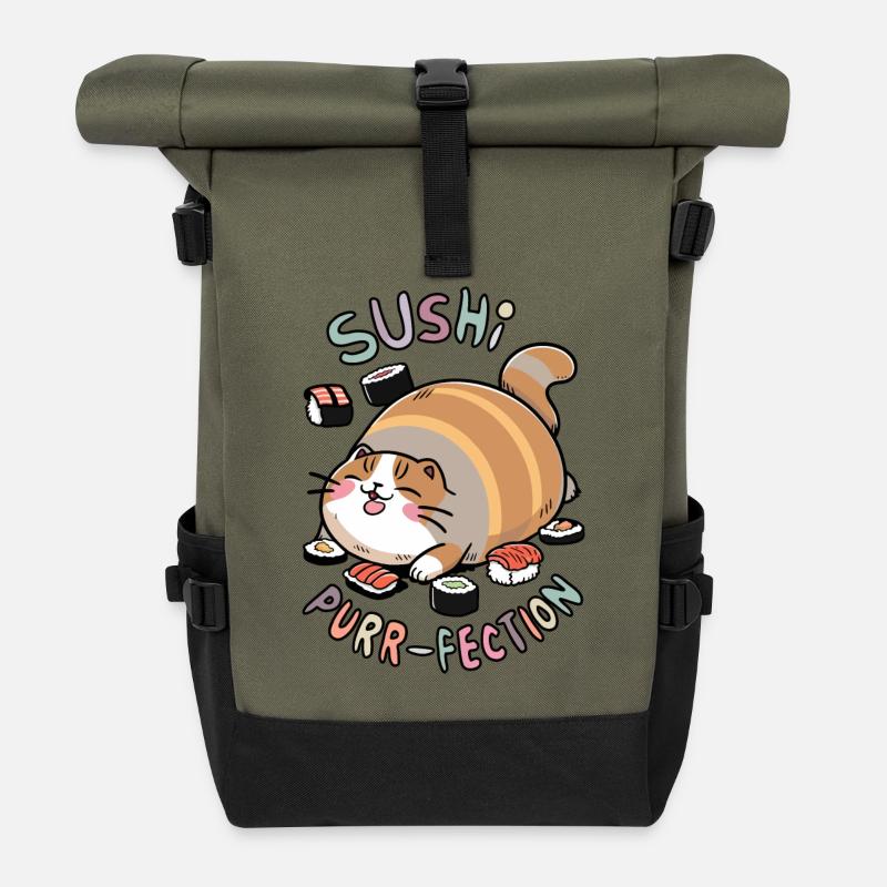 Suchi catl - Roll Top Backpack - olive/black
