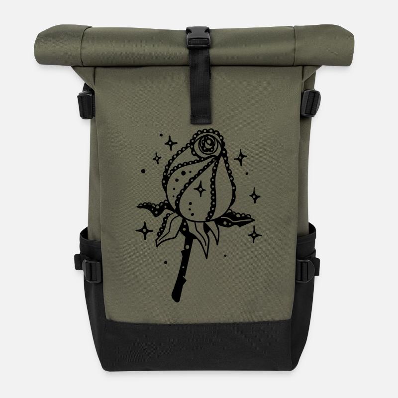 Rose noire - Sac à dos roll top - olive/noir