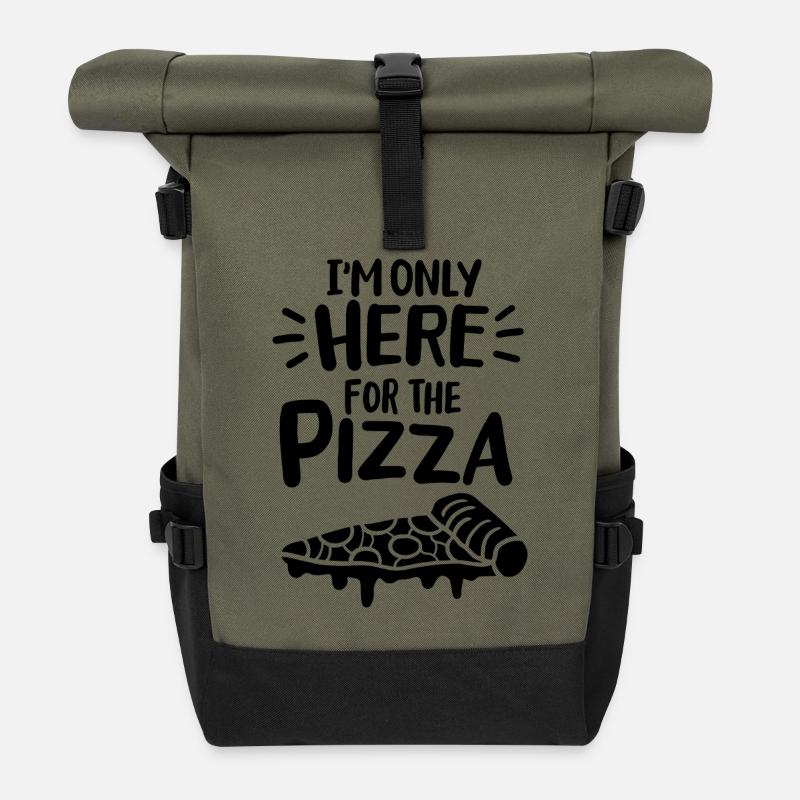 Je ne suis là que pour la pizza - Sac à dos roll top - olive/noir