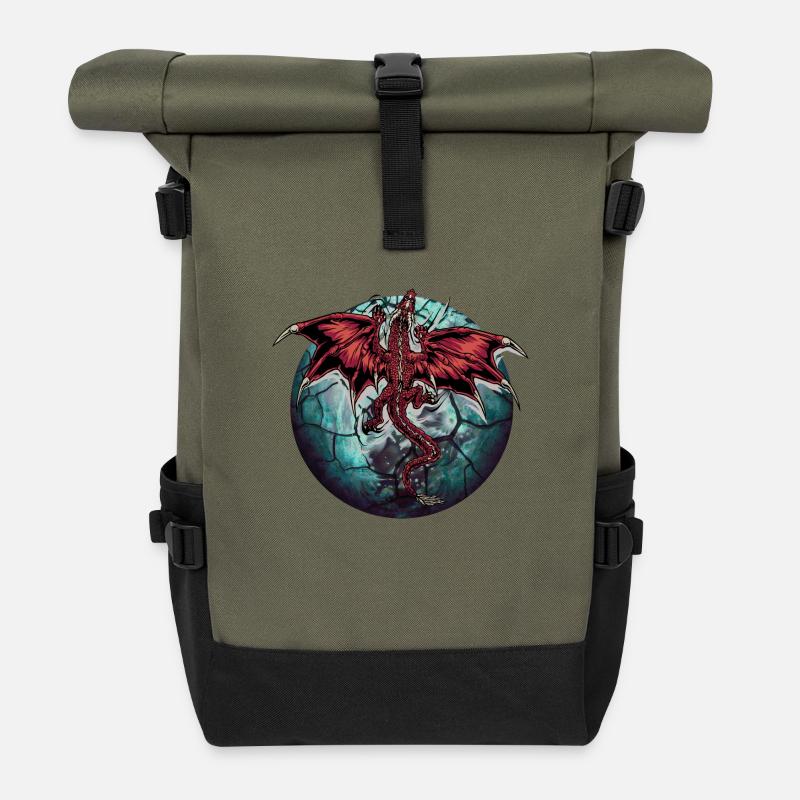 Planet Dragon Dragon - Roll Top Backpack - olive/black