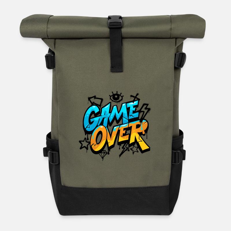 Game Over - Rolltop Rucksack - Olive/Schwarz