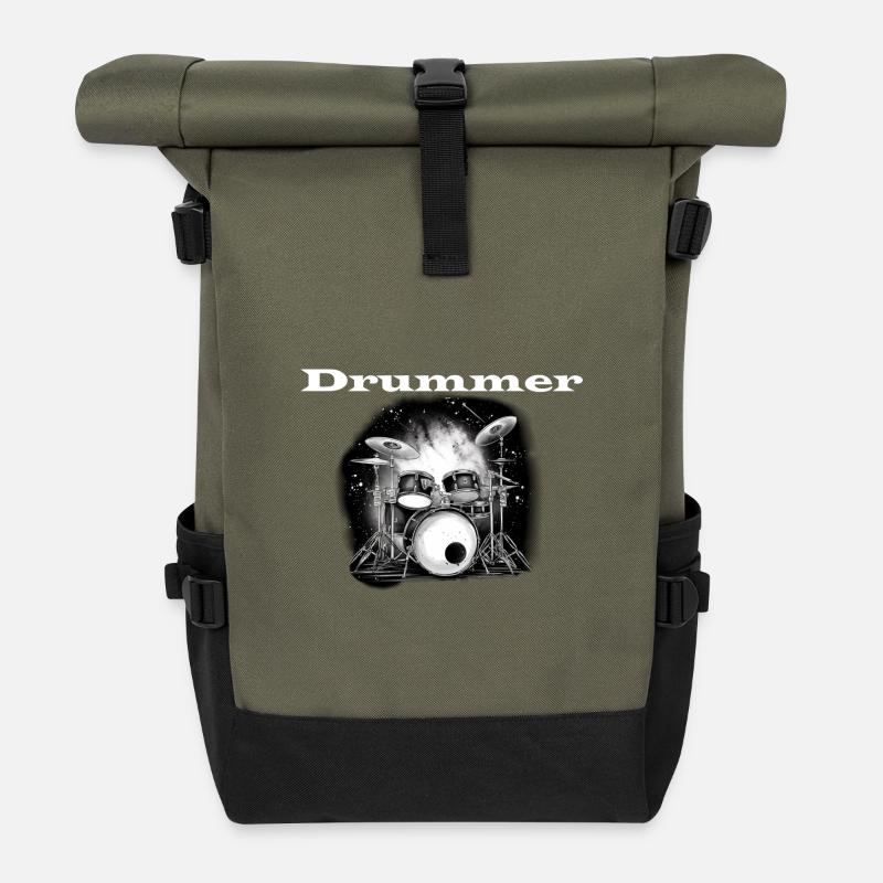 Drummer weiß - Rolltop Rucksack - Olive/Schwarz