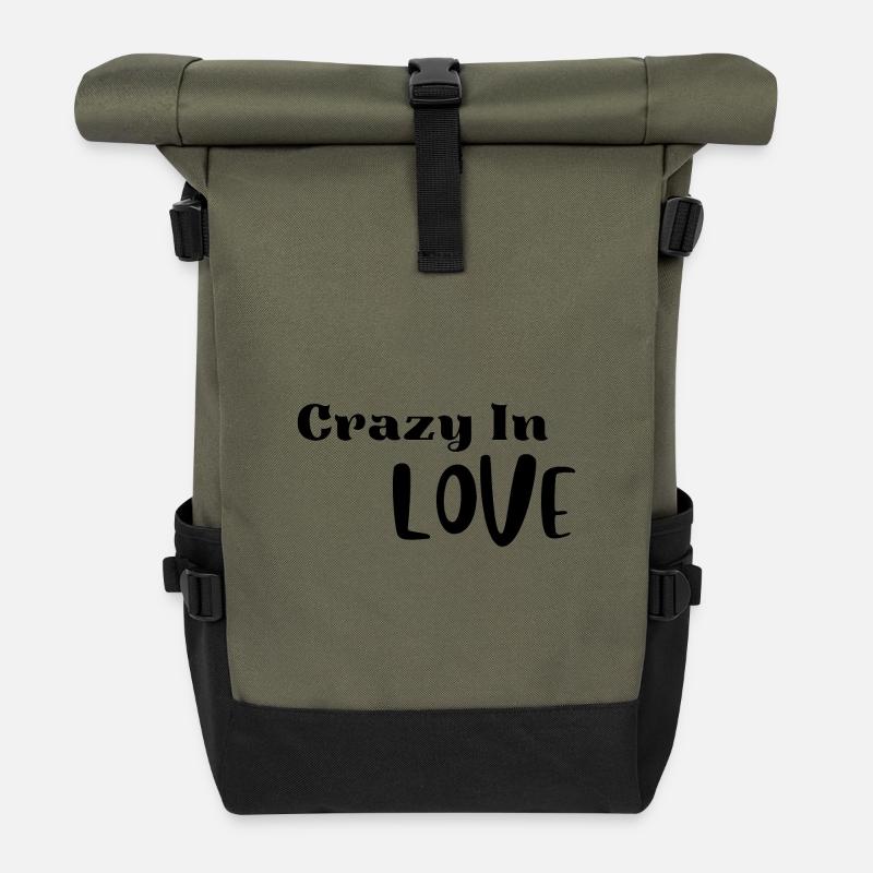 Funny Valentine Love Shirt - Roll Top Backpack - olive/black