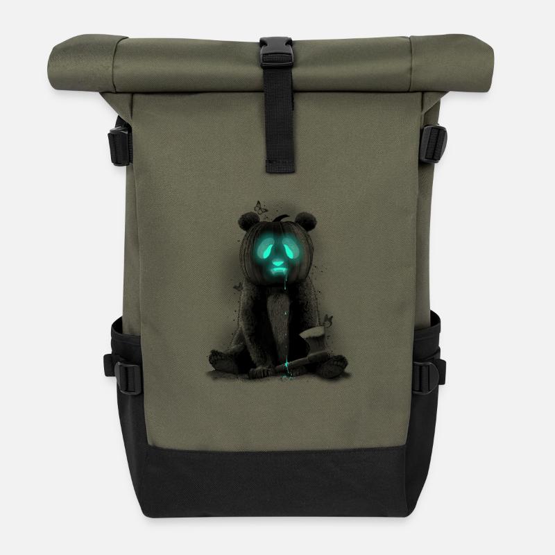 PANDALOWEEN - Rolltop Rucksack - Olive/Schwarz