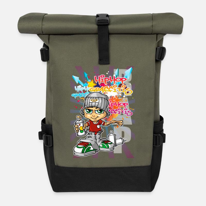 Graffiti boy with spray paint - Roll Top Backpack - olive/black