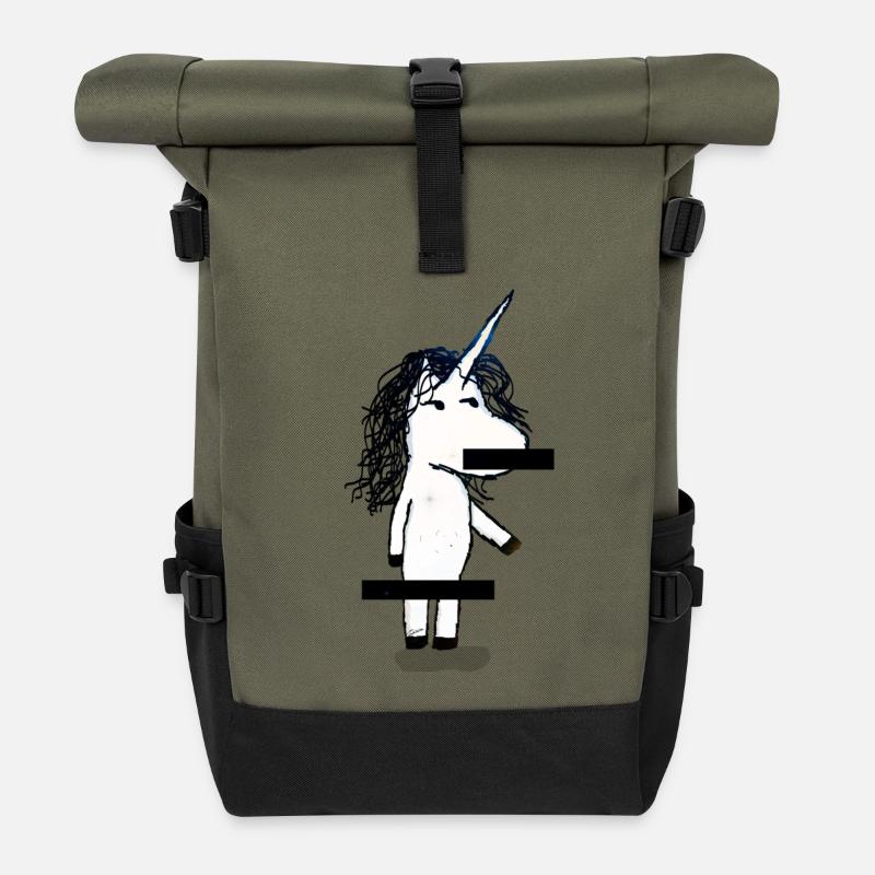 Zensiertes Einhorn - Rolltop Rucksack - Olive/Schwarz