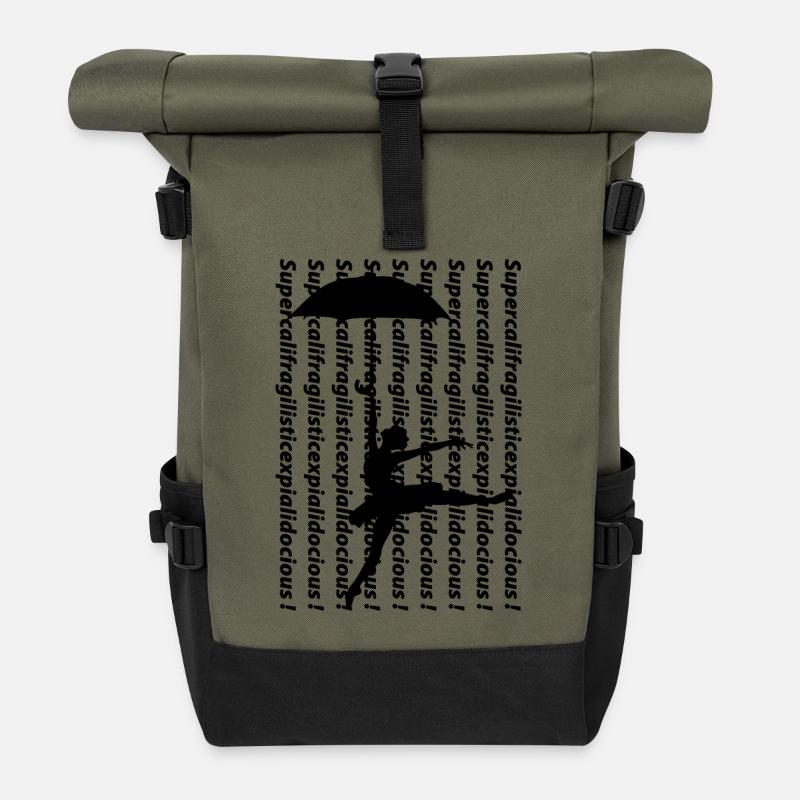 supercalifragilisticexpialidocious blak - Rolltop Rucksack - Olive/Schwarz