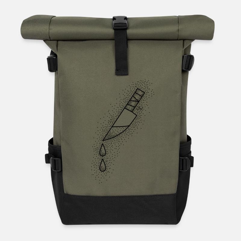 dripping knife - Roll Top Backpack - olive/black