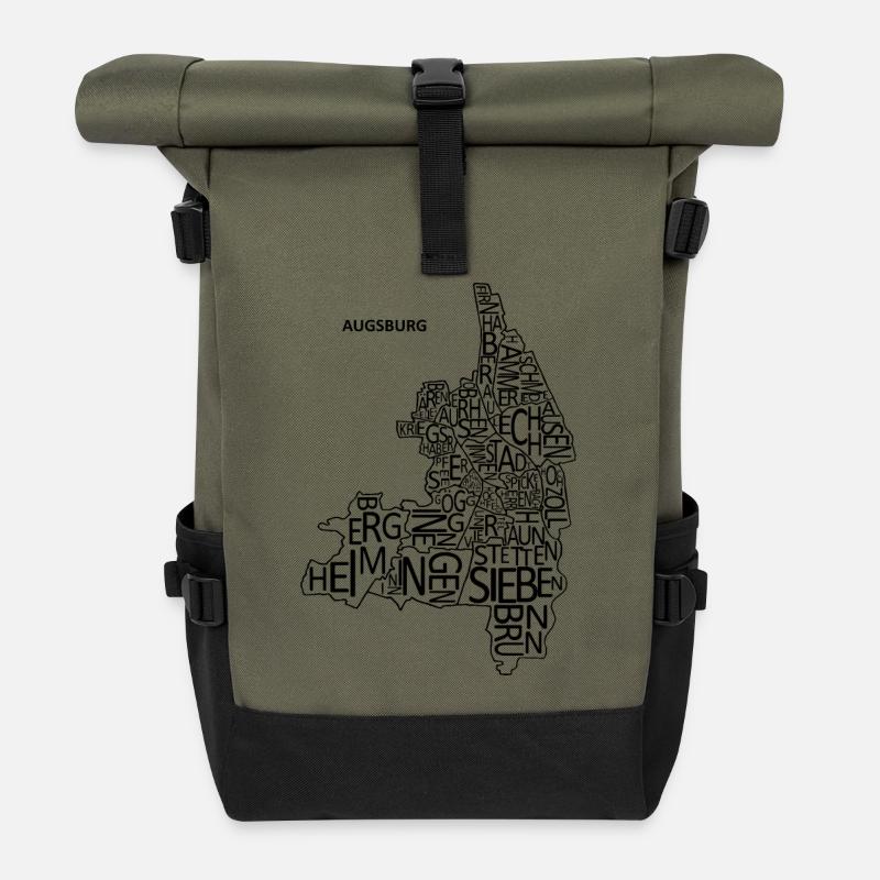 Augsburg Buchstabenviertel - Rolltop Rucksack - Olive/Schwarz