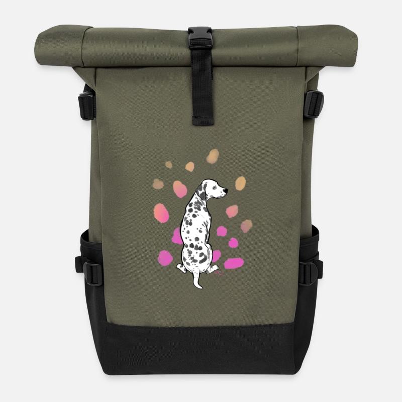 Dalmatien coloré 03 - Sac à dos roll top - olive/noir