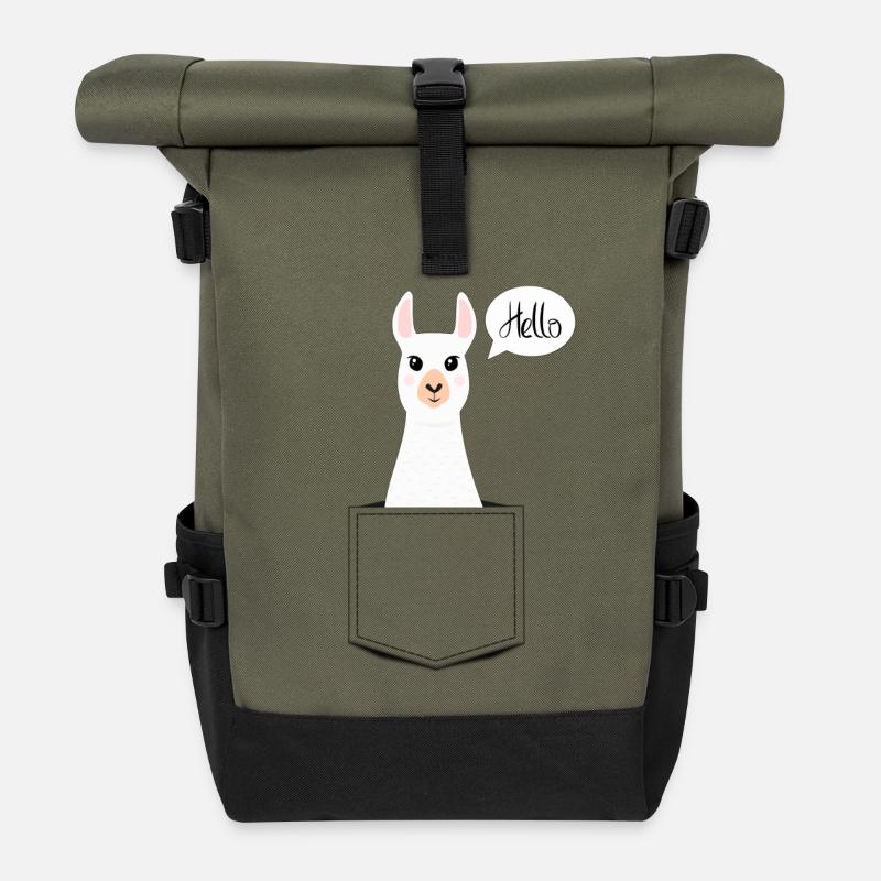 Hello Lama - Rolltop Rucksack - Olive/Schwarz