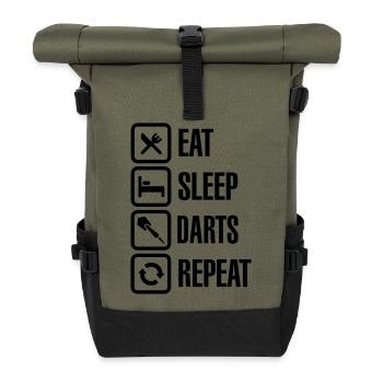 Eat - Sleep - Darts - Repeats - Rolltop Rucksack - Olive/Schwarz - Vorne