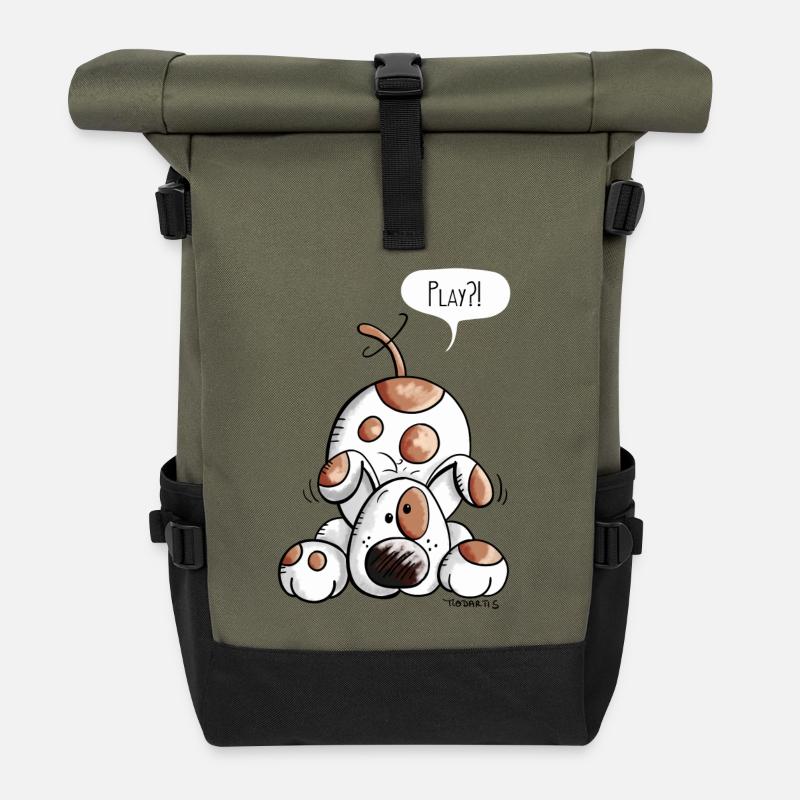 Happy Hundchen - Rolltop Rucksack - Olive/Schwarz