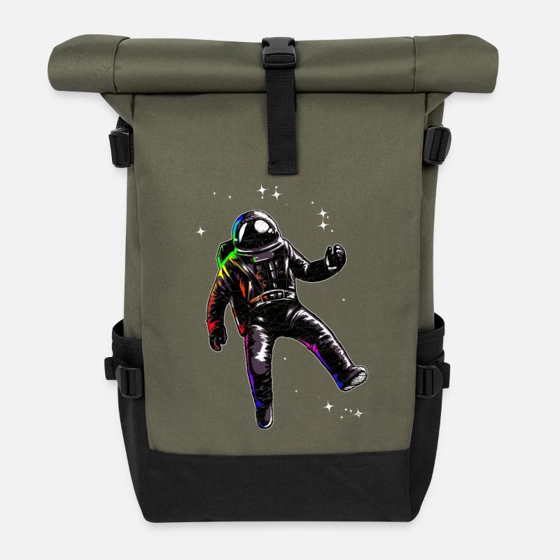 Astronaut floats in space - Roll Top Backpack - olive/black