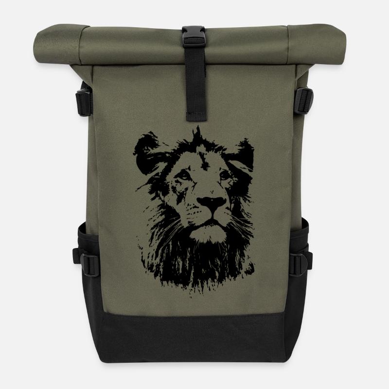 Lion - Sac à dos roll top - olive/noir
