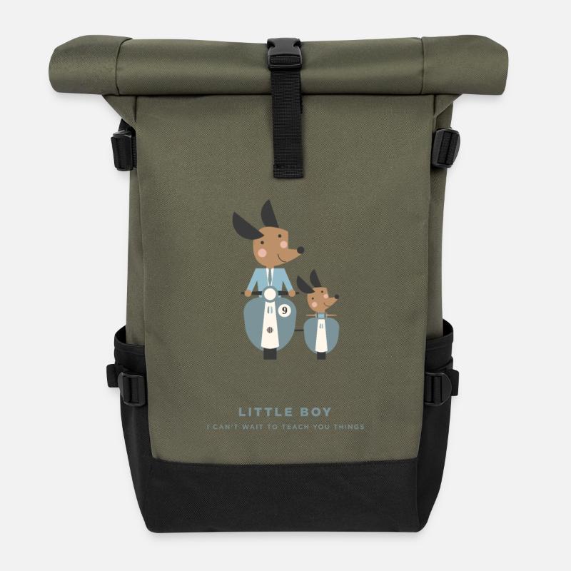LITTLE BOY, FATHER AND SON - Roll Top Backpack - olive/black