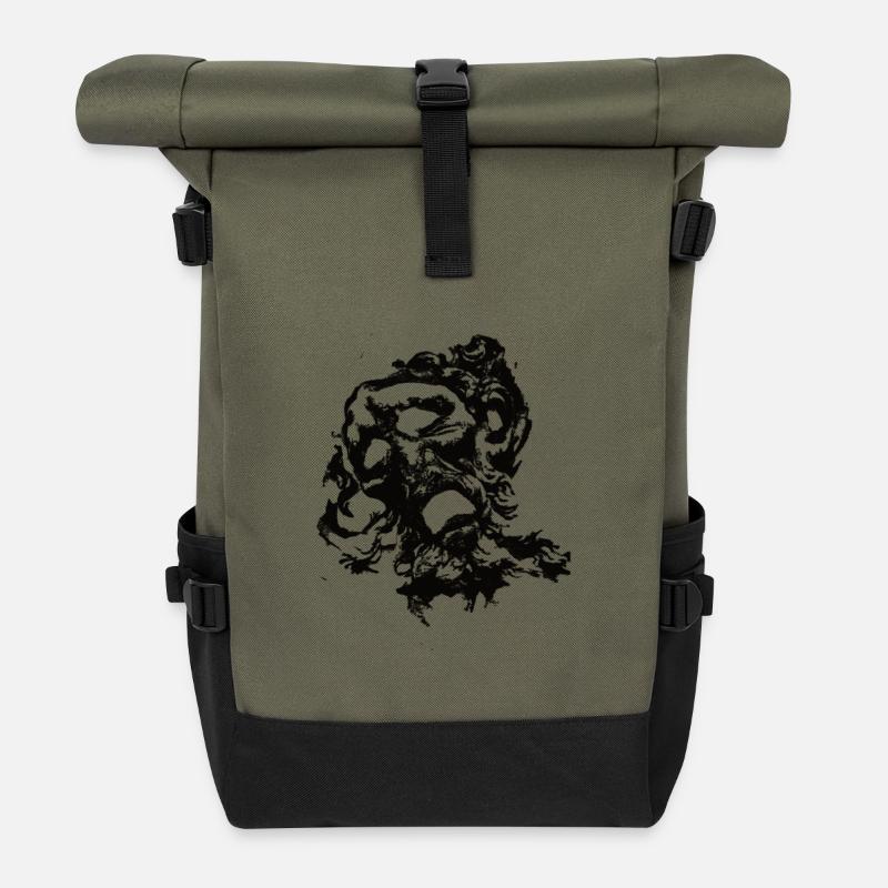 Face black - Roll Top Backpack - olive/black