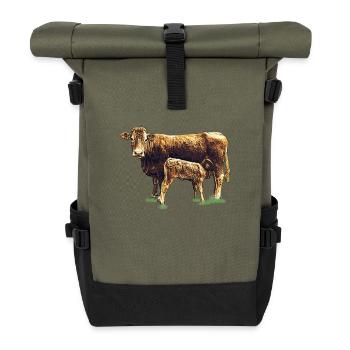 kuh mit kalb - Rolltop Rucksack - Olive/Schwarz - Vorne