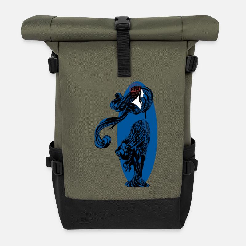 Frauen Silhouette - Rolltop Rucksack - Olive/Schwarz