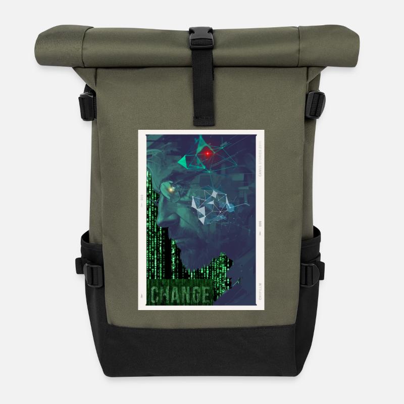 Our future, time for change - Roll Top Backpack - olive/black