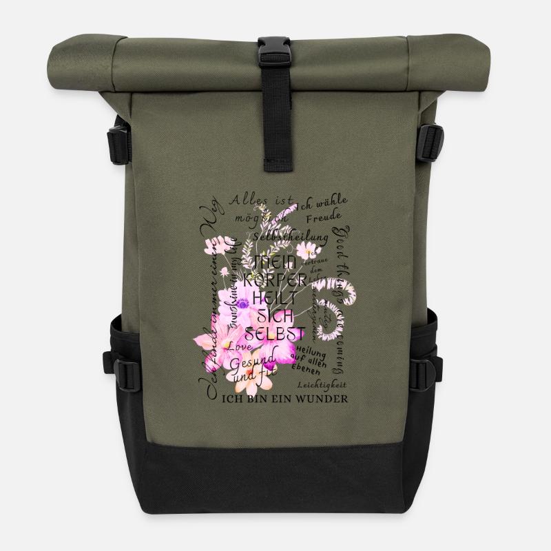 Heilung Genesung Motivation  - Rolltop Rucksack - Olive/Schwarz