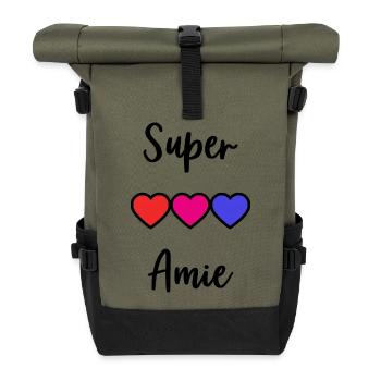 GROSSARTIGER FREUND - Rolltop Rucksack - Olive/Schwarz - Vorne