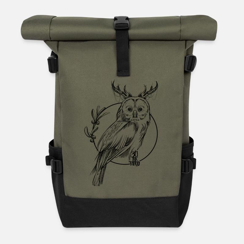Eule - Rolltop Rucksack - Olive/Schwarz