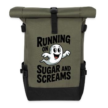 Running on Sugar and Screams - Roll Top Backpack - olive/black - Front