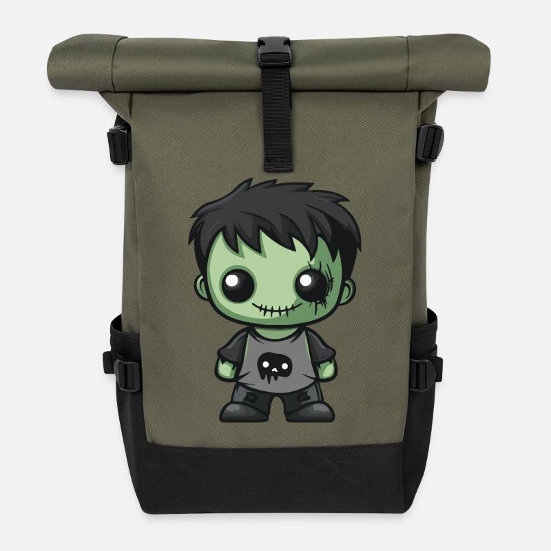 Zombie Comic - Rolltop Rucksack - Olive/Schwarz